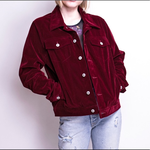 maroon trucker jacket